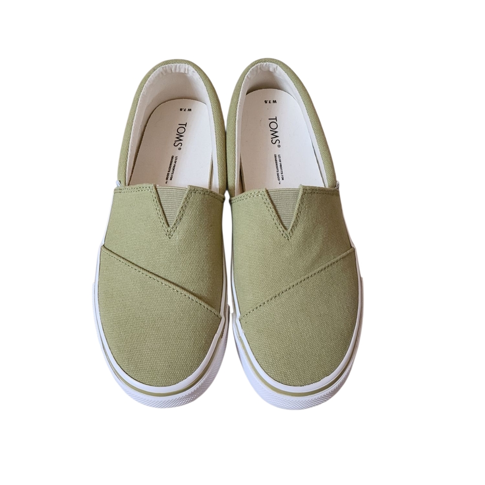 Toms Green Canvas Slip-On Sneakers